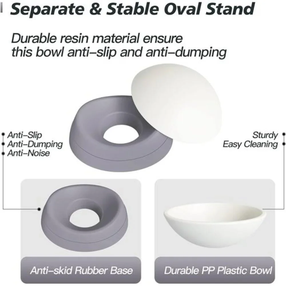 Elevated Cat Food Bowl - Adjustable, Anti-Slip & Anti-Noise,Protects Pet's Spine